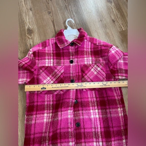 7Diamonds Hayden Longline Wool Blend Pink Plaid Womens Jacket Shacket Size S - Picture 13 of 13